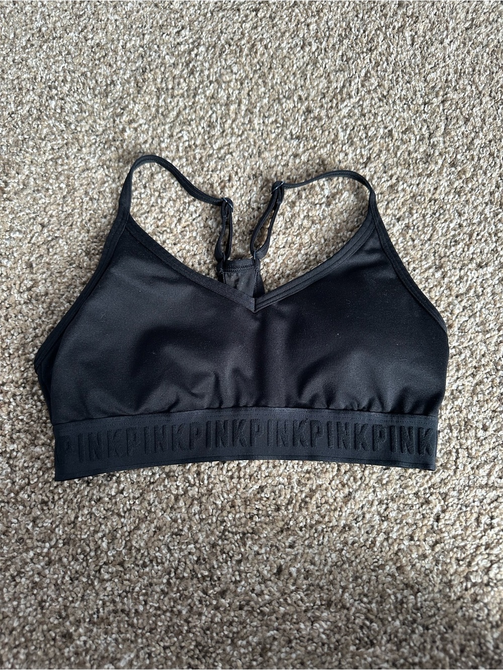 PINK Victoria's Secret Black Logo Racerback Bralette